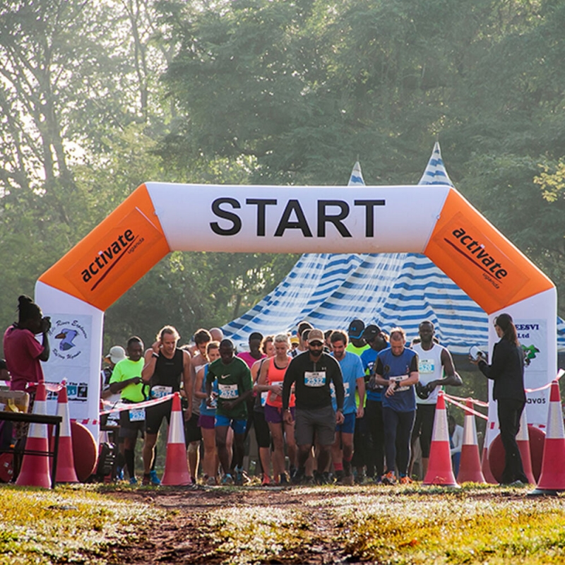 Custom inflatable race arch used as a start and finish line