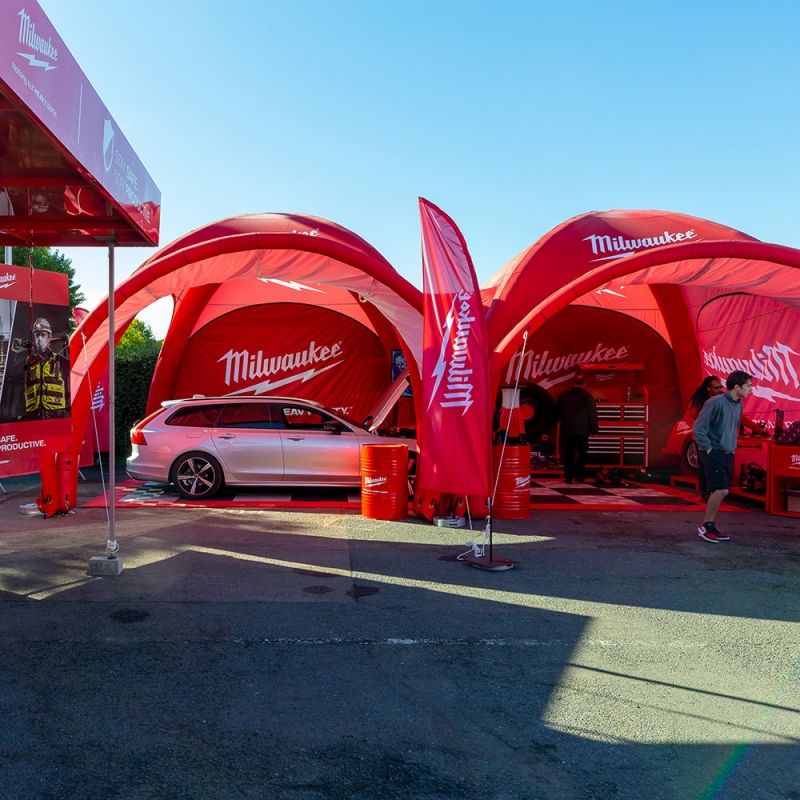 Milwaukee branded Spider Dome X1 inflatable event tent