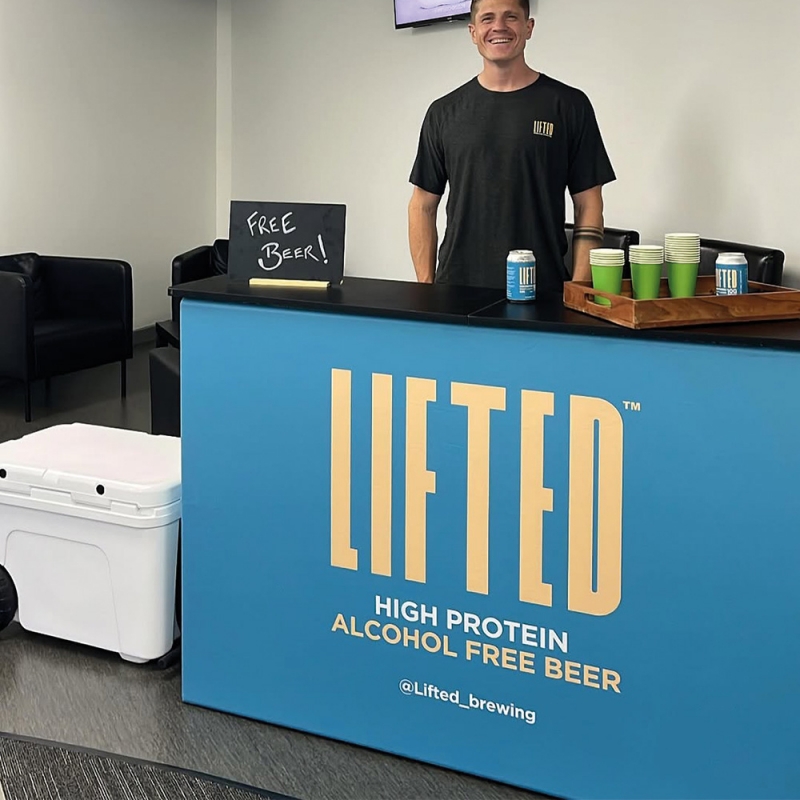 Portable branded exhibition counter and podium