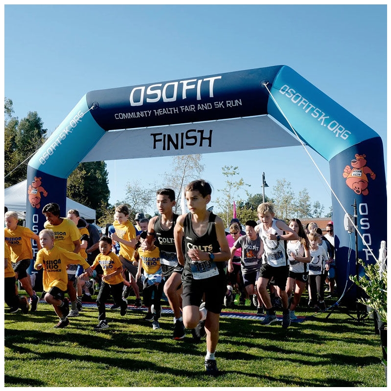 Branded inflatable event arch with custom printed graphics