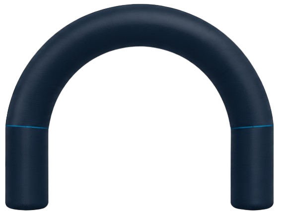 Curved straight-leg inflatable arch profile